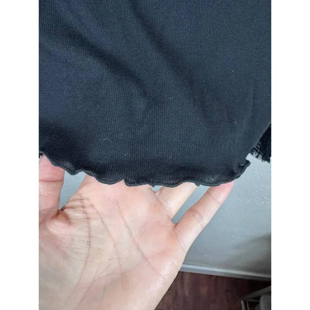 Free People (Intimately Free) Sheer Long Sleeved Black Layering Top Size Medium